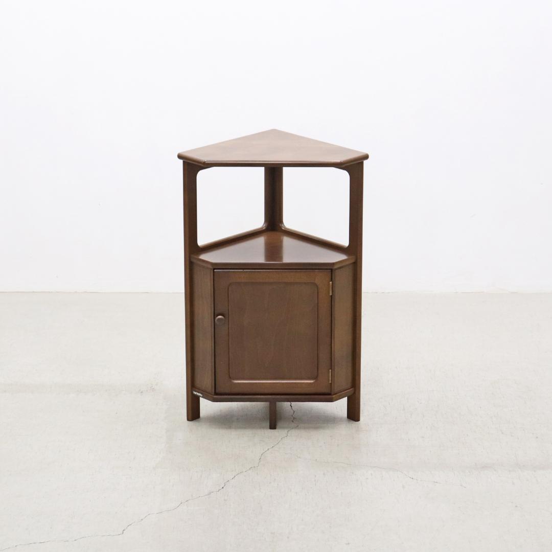 レトロ カリモク コーナー キャビネット 飾り棚 ラック 花台 ディスプレイ