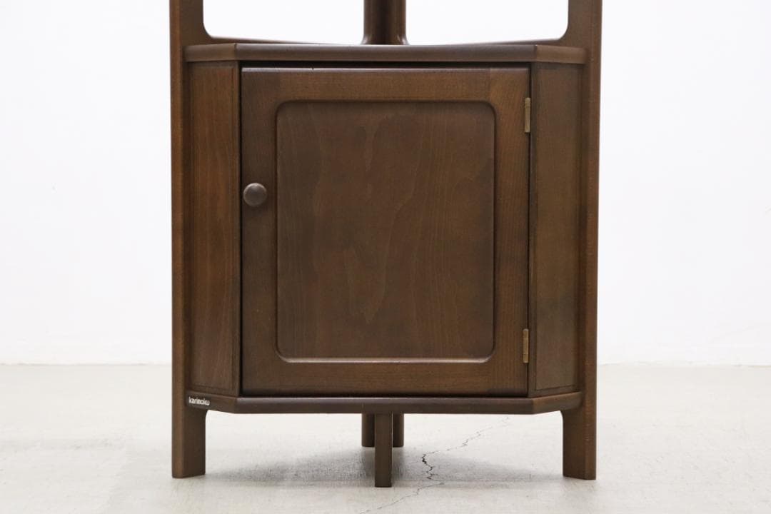 レトロ カリモク コーナー キャビネット 飾り棚 ラック 花台 ディスプレイ