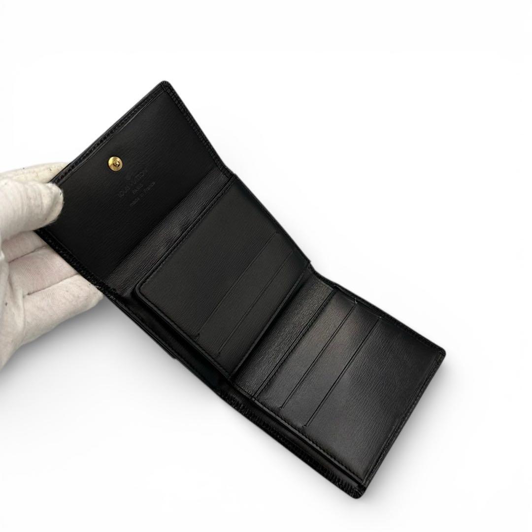 【極美品】ルイヴィトン Wホック財布 エピ ブラック 3つ折り MI0984