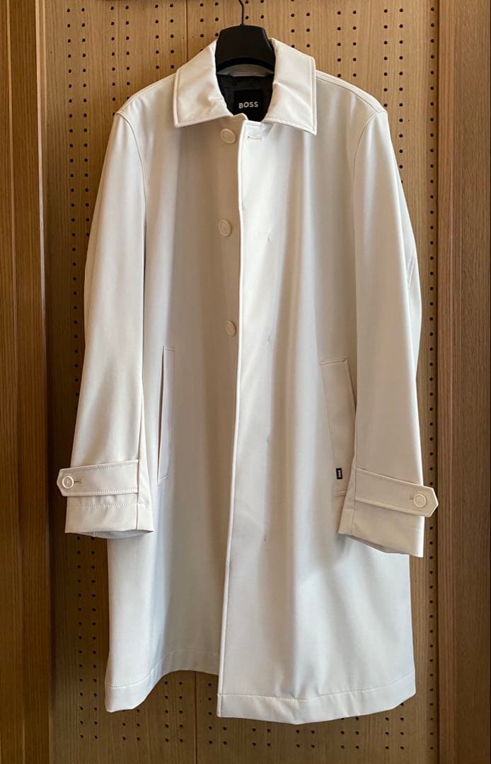 HUGO BOSS ホワイト ステンカラーコート スプリングコート