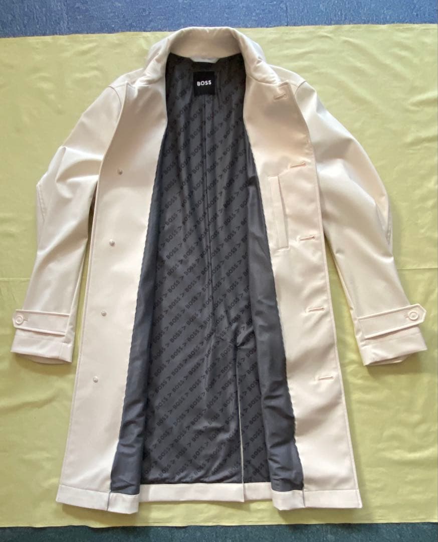 HUGO BOSS ホワイト ステンカラーコート スプリングコート