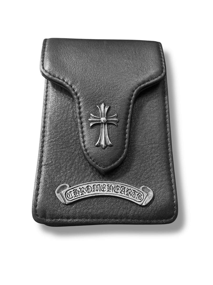 シガレットケース　小物入れ ブラックレザー ケース　シルバー