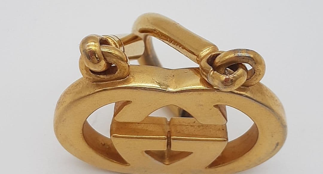 Z08-06　グッチ　インターロッキング　キーホルダー　ゴールド