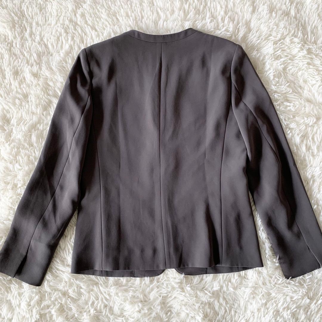 【美品】PLST プラステ　トリアセブレンド　ノーカラー　パンツスーツ　L