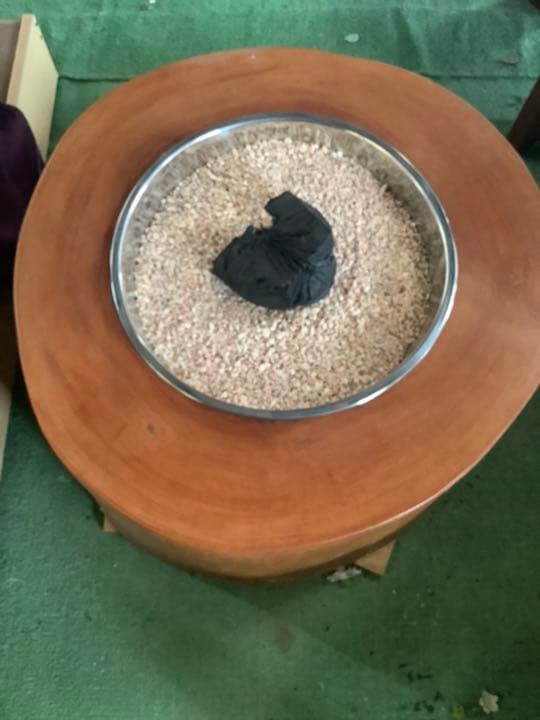 手作り　木製火鉢　アート　２つとない置物