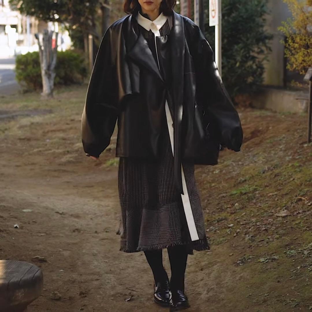 Maison Margiela 20AW Aライン フェイクレザージャケット 黒