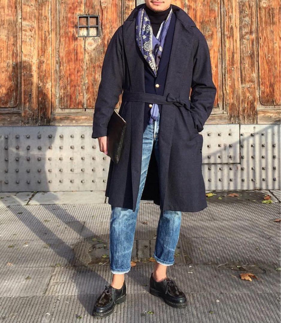 【BEAMS】ウールギャバ ベルテッドオフィサーコート Size S