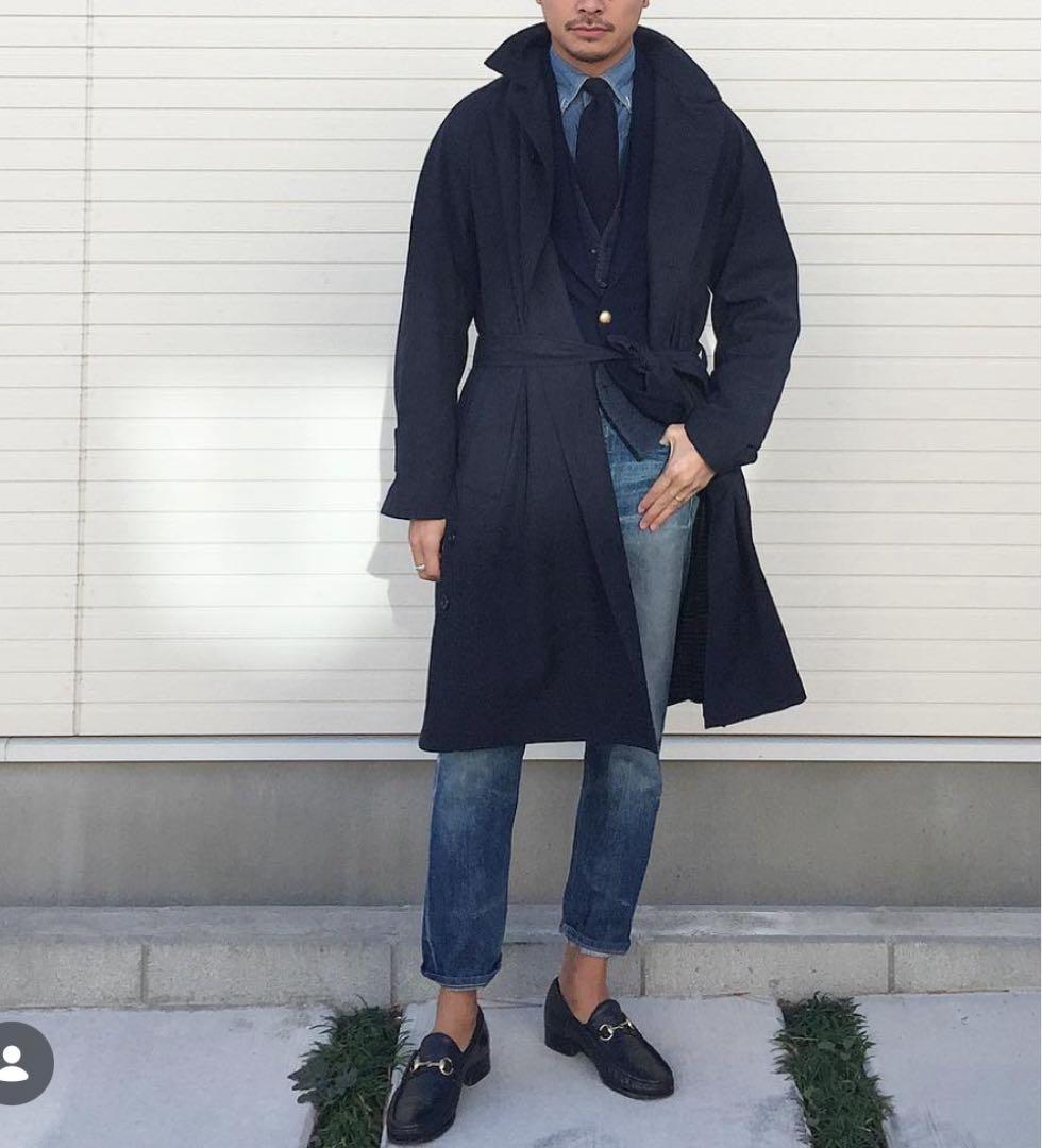 【BEAMS】ウールギャバ ベルテッドオフィサーコート Size S