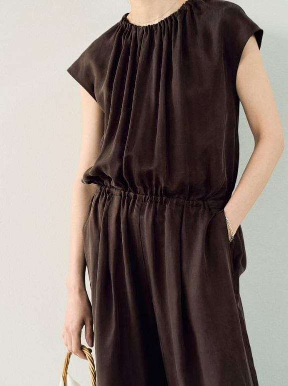 IENA キュプラギャザーネックオールインワン 38 新品タグ付き