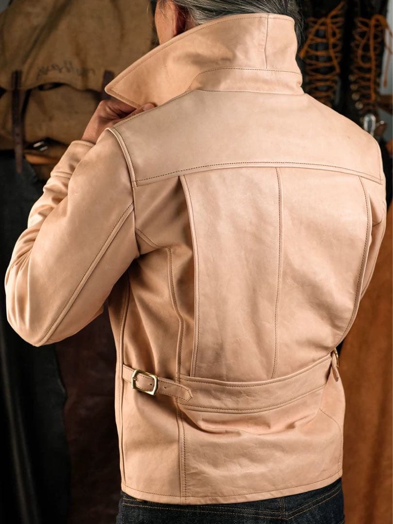 1940年代風 机车ジャケット 馬革フルベジ 1.1-1.2mm L