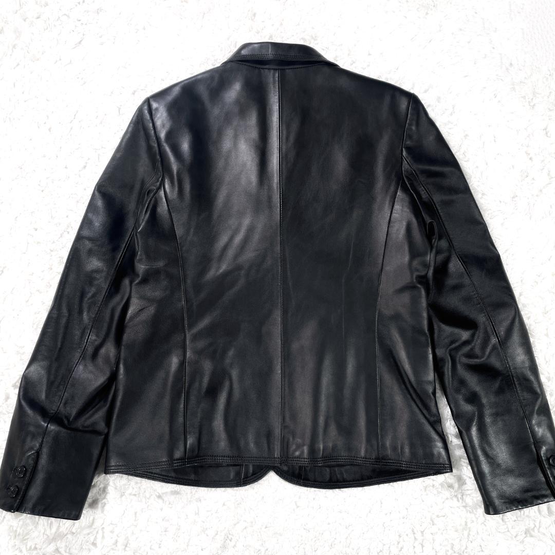 ✨未使用級✨ BALMAIN 羊革 レザージャケット 13号 上品 高級感 黒