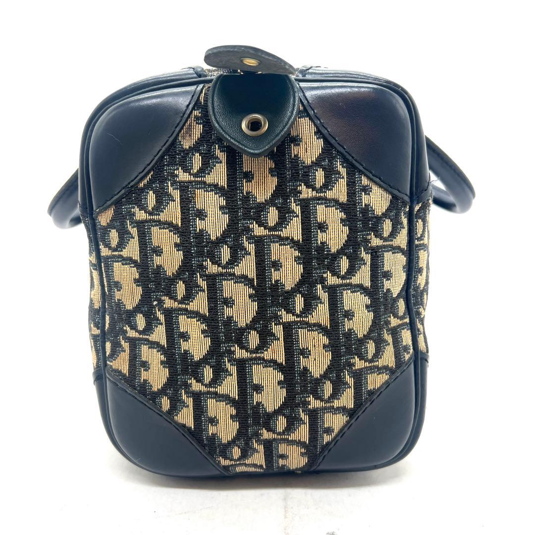 【極美品】Dior ミニボストンバッグ トロッター キャンバス レザー ネイビー