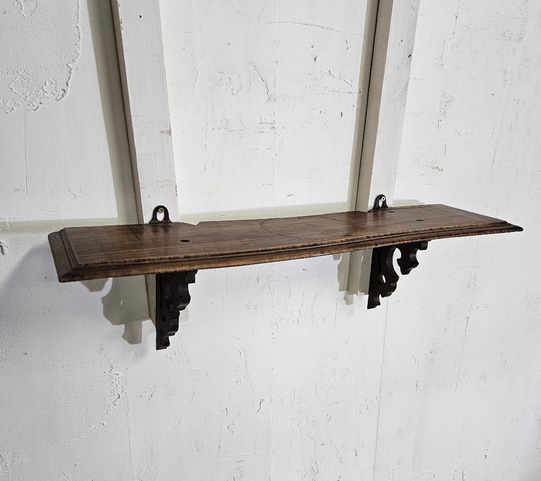 フランスアンティーク 古い木のウォールシェルフ 壁掛け棚 飾り棚 木製 古家具