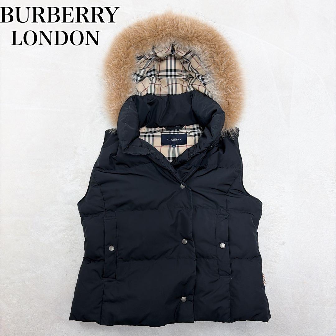バーバリーロンドン ダウンベスト ノバチェック 3wayフォックスファー 40