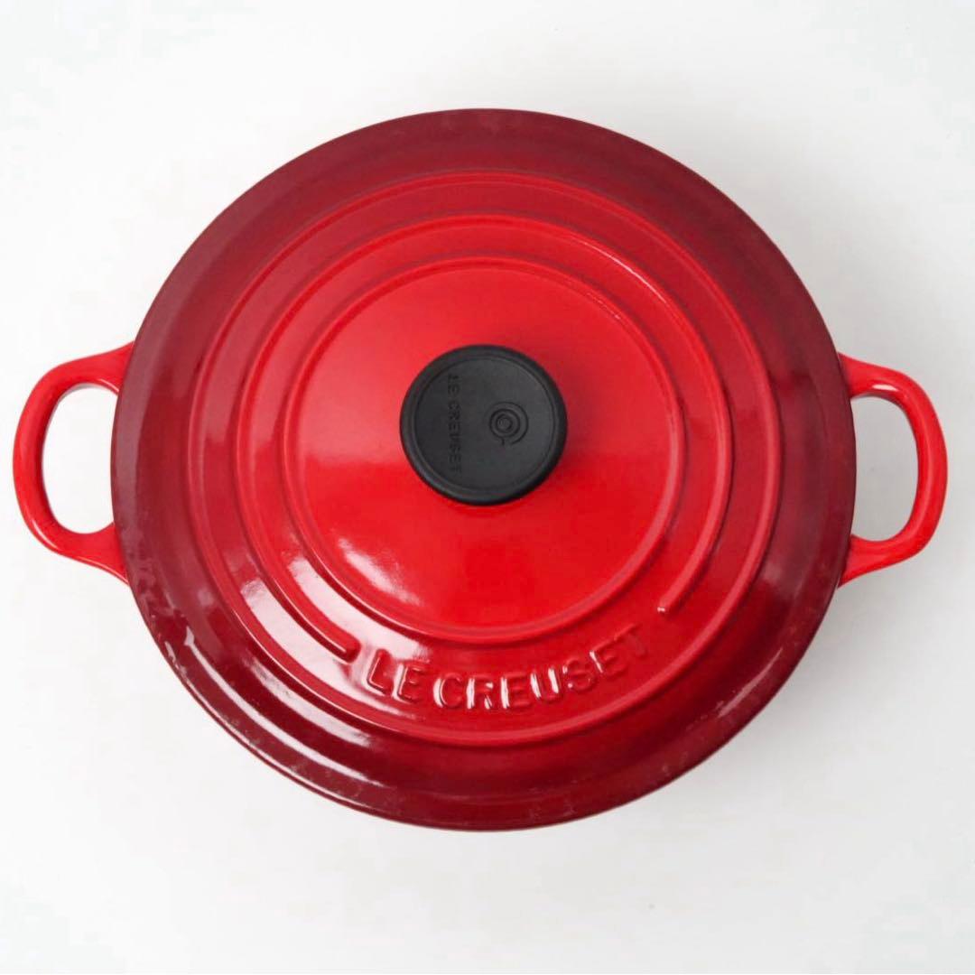 【美品】LE CREUSET　ココット ロンド チェリーレッド　20cm