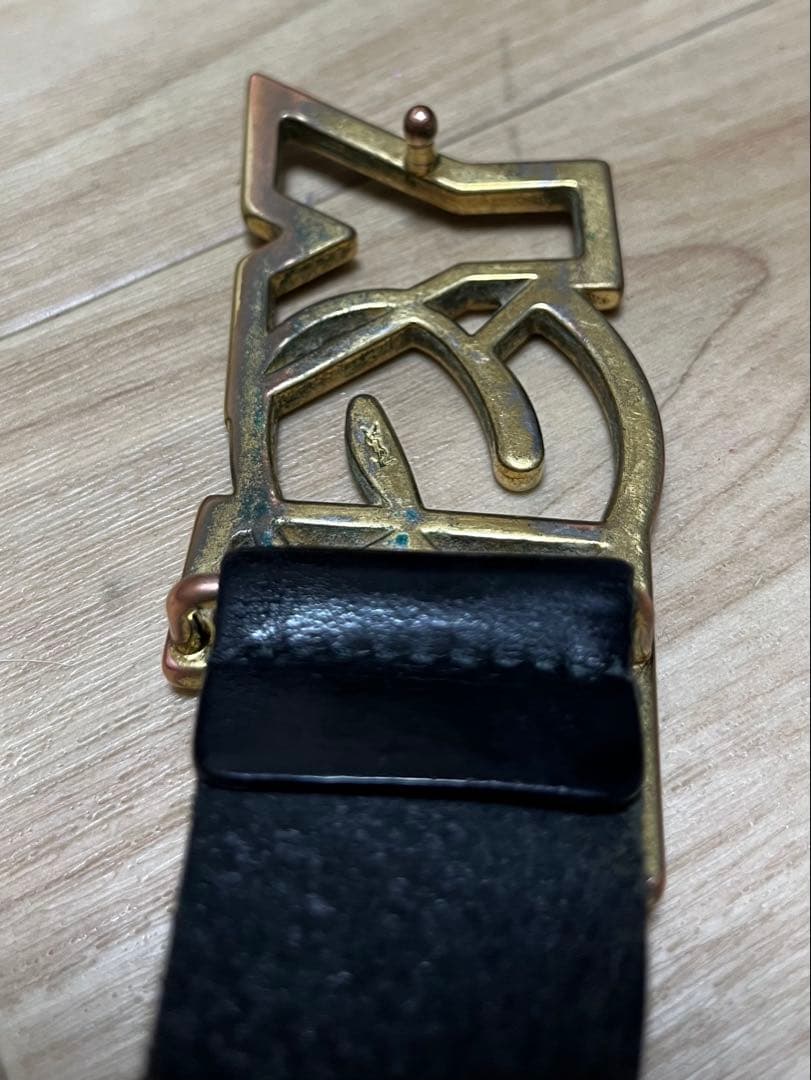 Saint Laurent 希少 YSL ロゴ バックル レザー ベルト