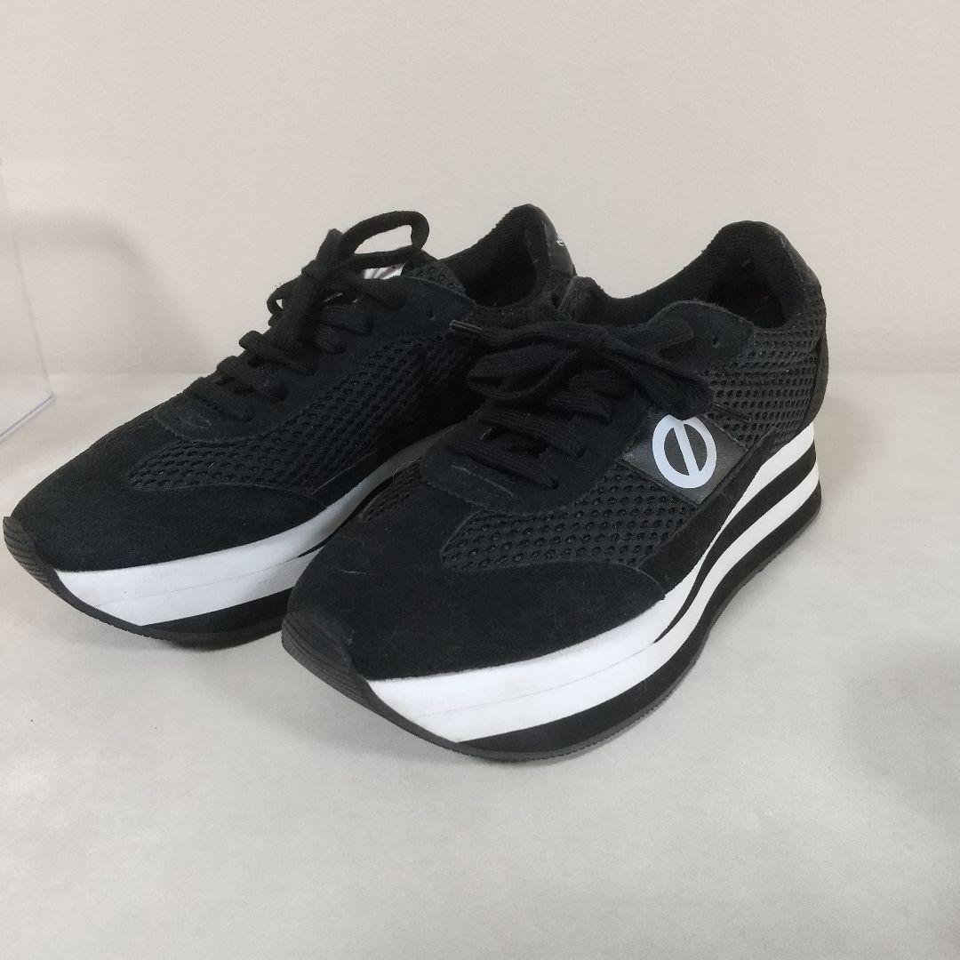 美品❣　NO NAME　フレックスМジョーカー　厚底 　スニーカー　白　黒　38