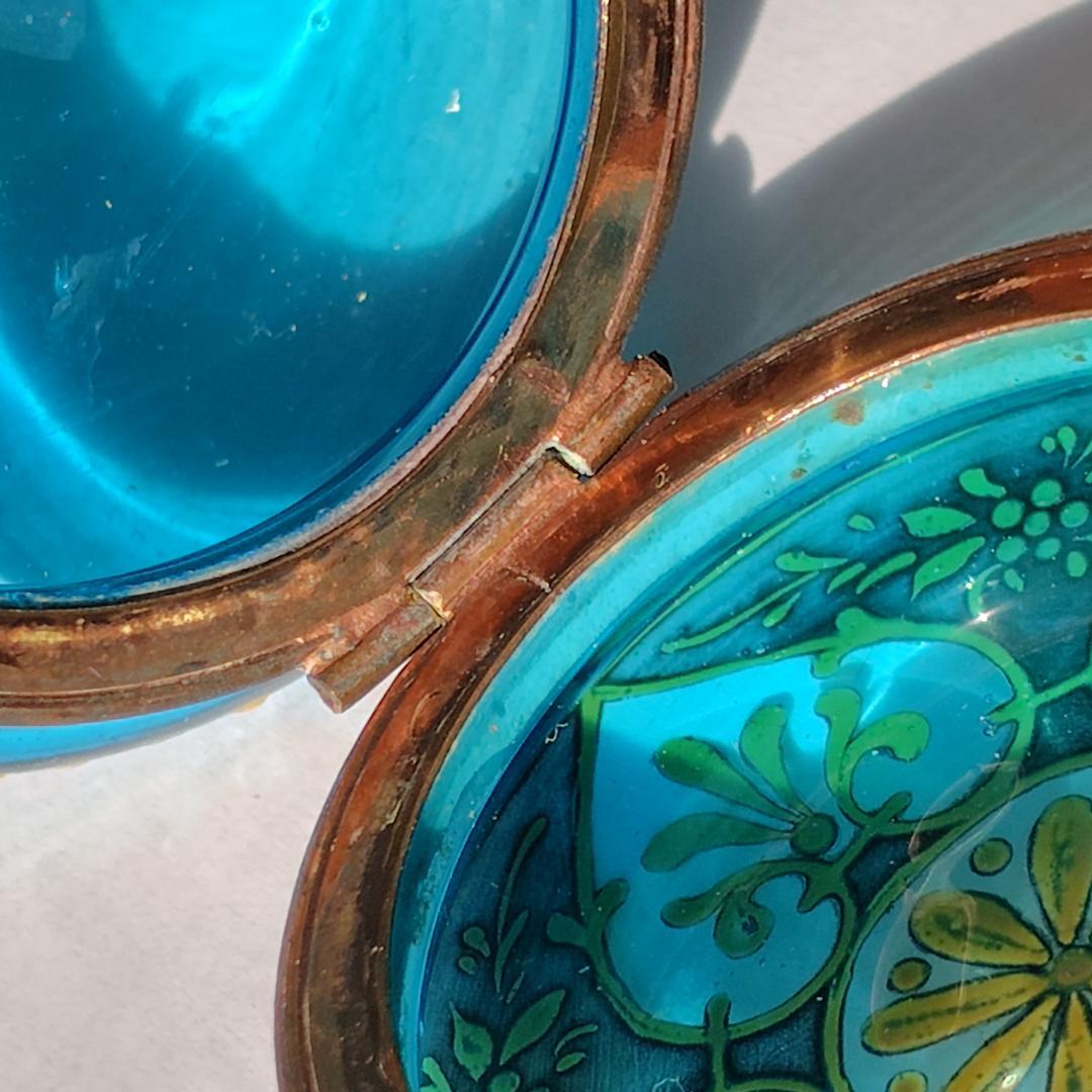 フランスアンティーク　トリンケットボックス　小物入れ　エナメルガラス