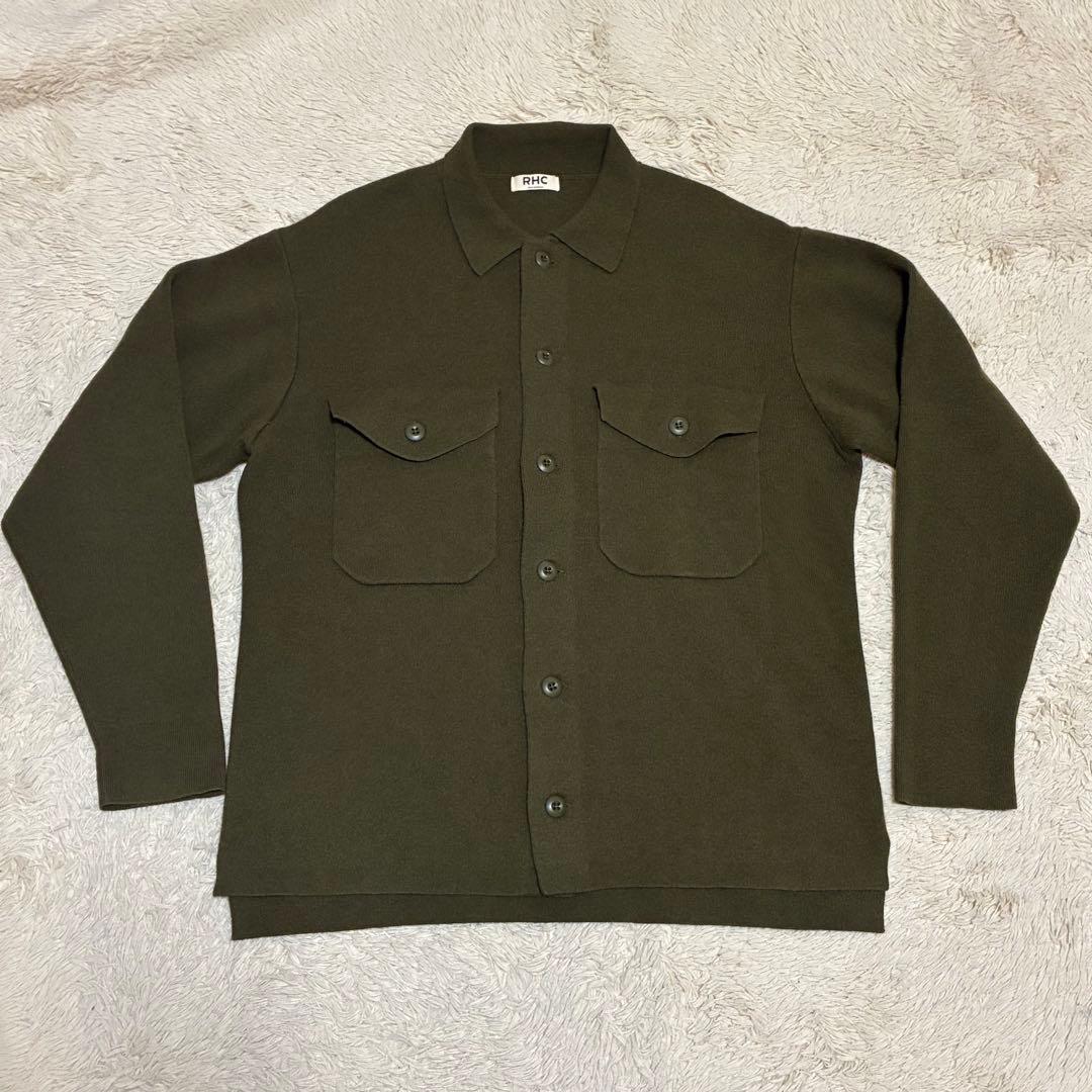 RHC ロンハーマン ポロカラー ニット シャツカーディガン カーキ グリーン