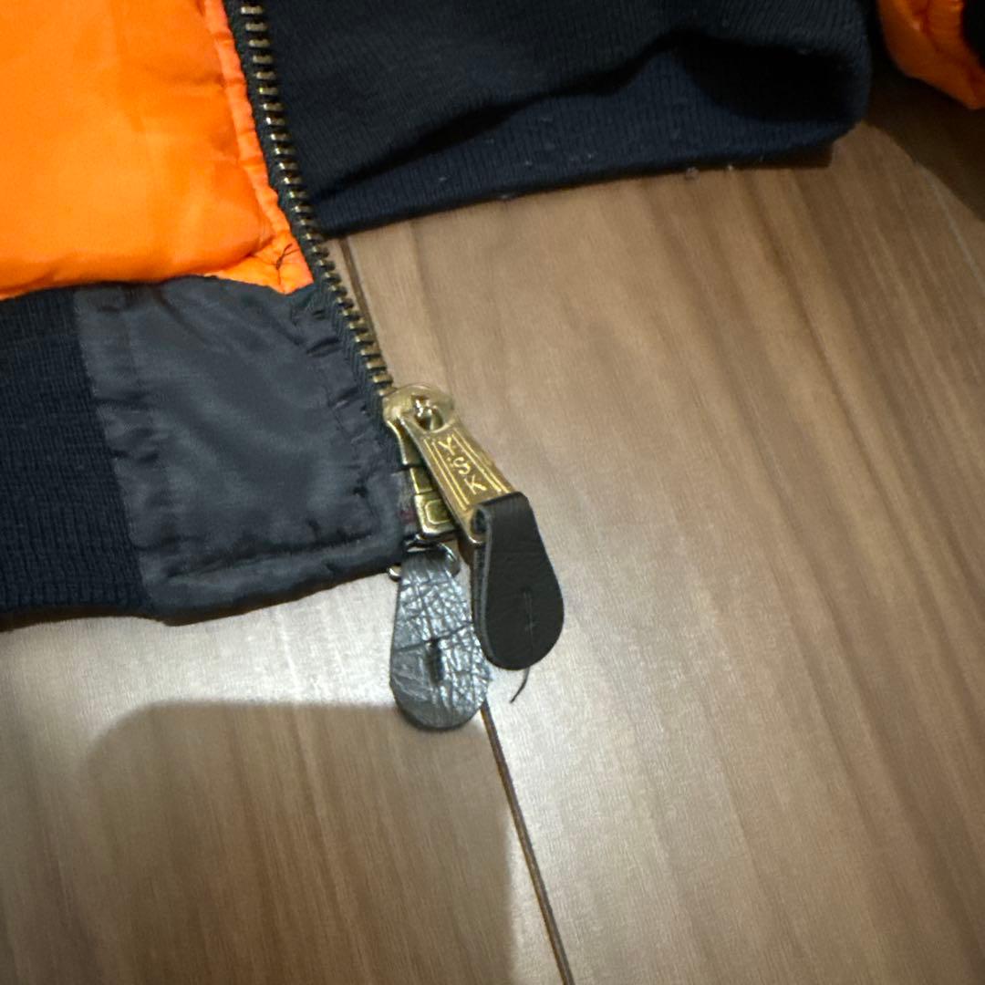 古着 MA-1 フライトジャケット リバーシブル ミリタリー ブラック/オレンジ