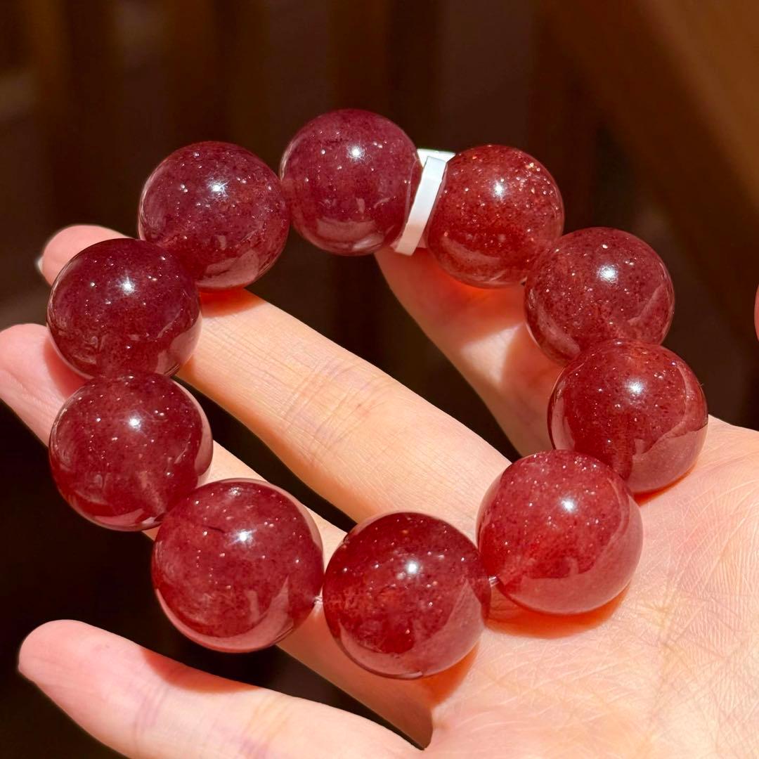 たっけん　天然石 大粒14mm シトリン/ルチル ブレスレット 10玉