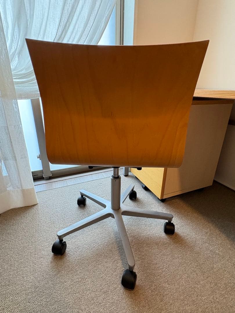 【9/2まで】無印良品ビンテージ　木製デスクチェア 回転式 キャスター付き