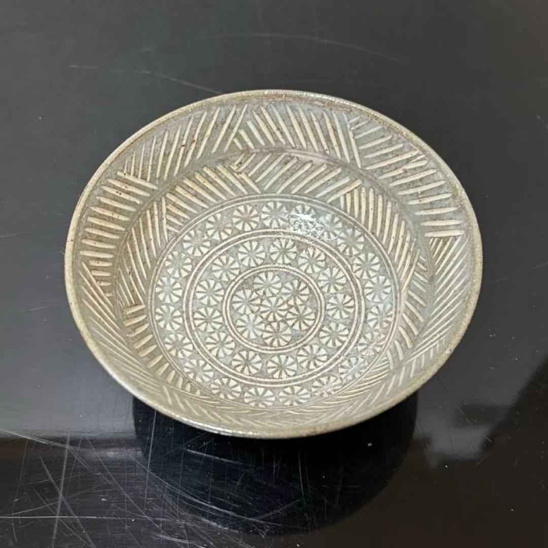 吉向翔平　彫三島茶碗　茶道具懐石鵬雲斎坐忘斎淡々斎即中斎而妙斎棗水指茶杓水屋釜