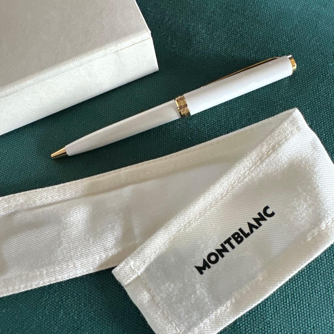MONTBLANC ホワイトボールペン 箱付き 品の良い白×ゴールド本体