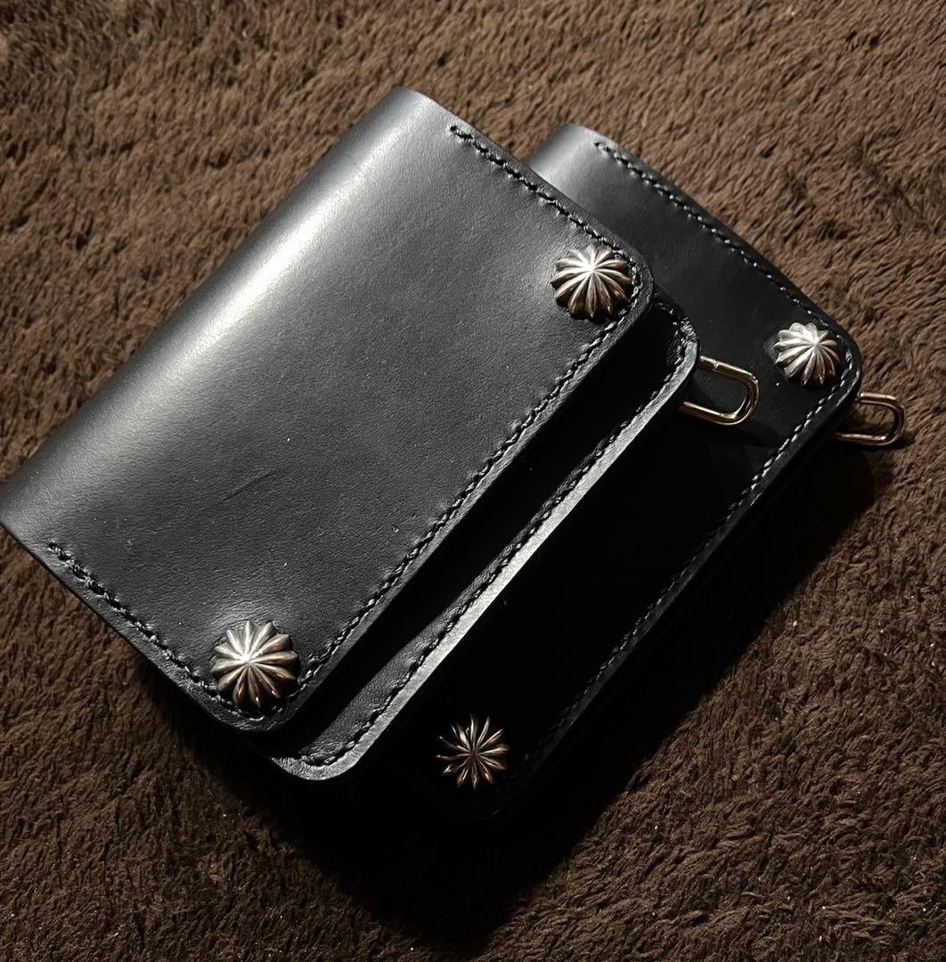 ショートトラッカーウォレット　シルバー925アポロコンチョカスタム　シボ革