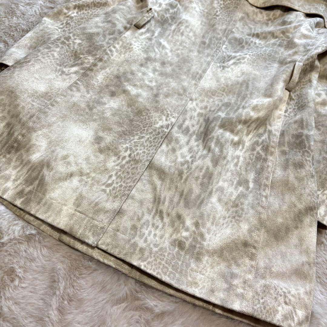 美品L✨トルネードマート ロングコート ファー着脱可 レオパード ベルト 白