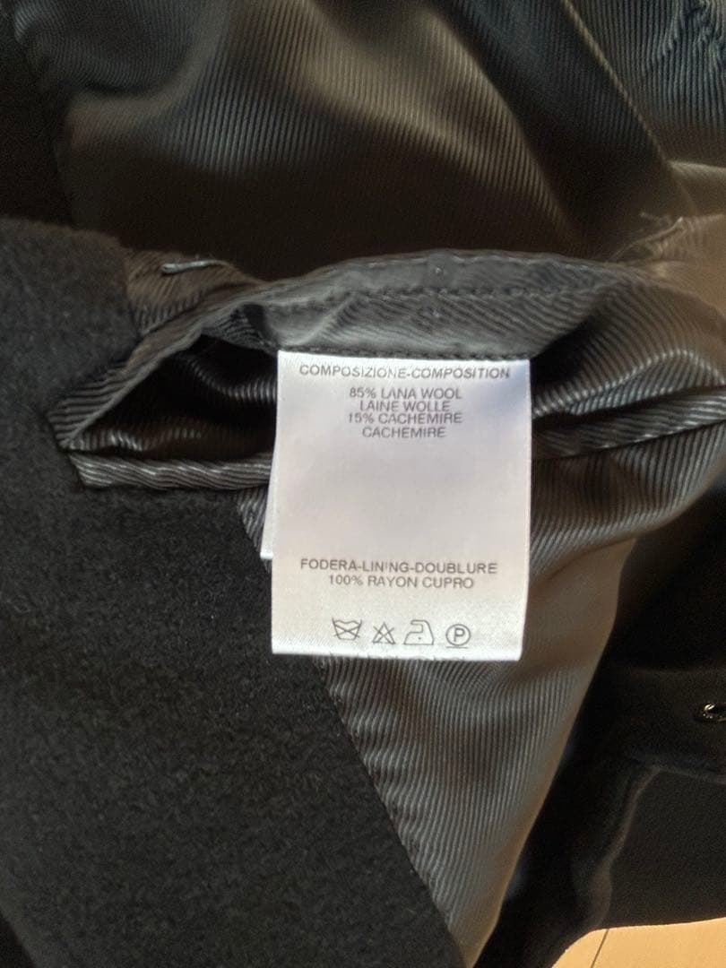 【美品】GUCCI グッチ　スタンドカラー　ロングコート　ウールカシミヤ黒