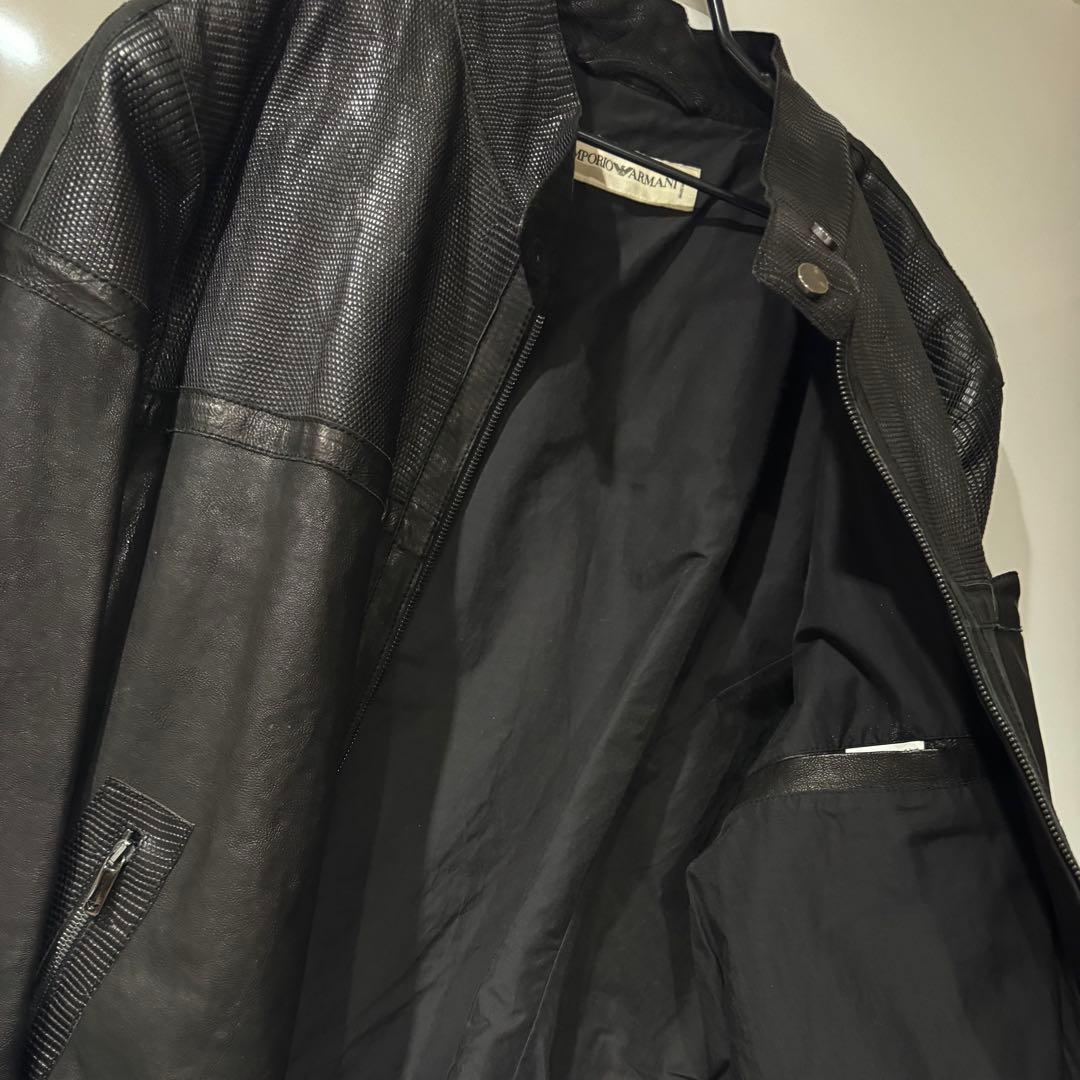 EMPORIO ARMANI 黒 レザージャケット スタンドカラー USED