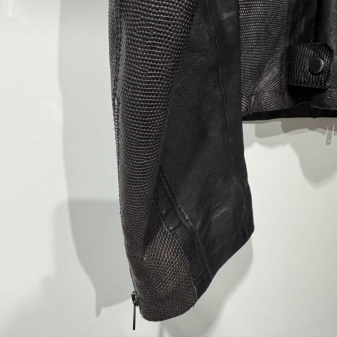 EMPORIO ARMANI 黒 レザージャケット スタンドカラー USED