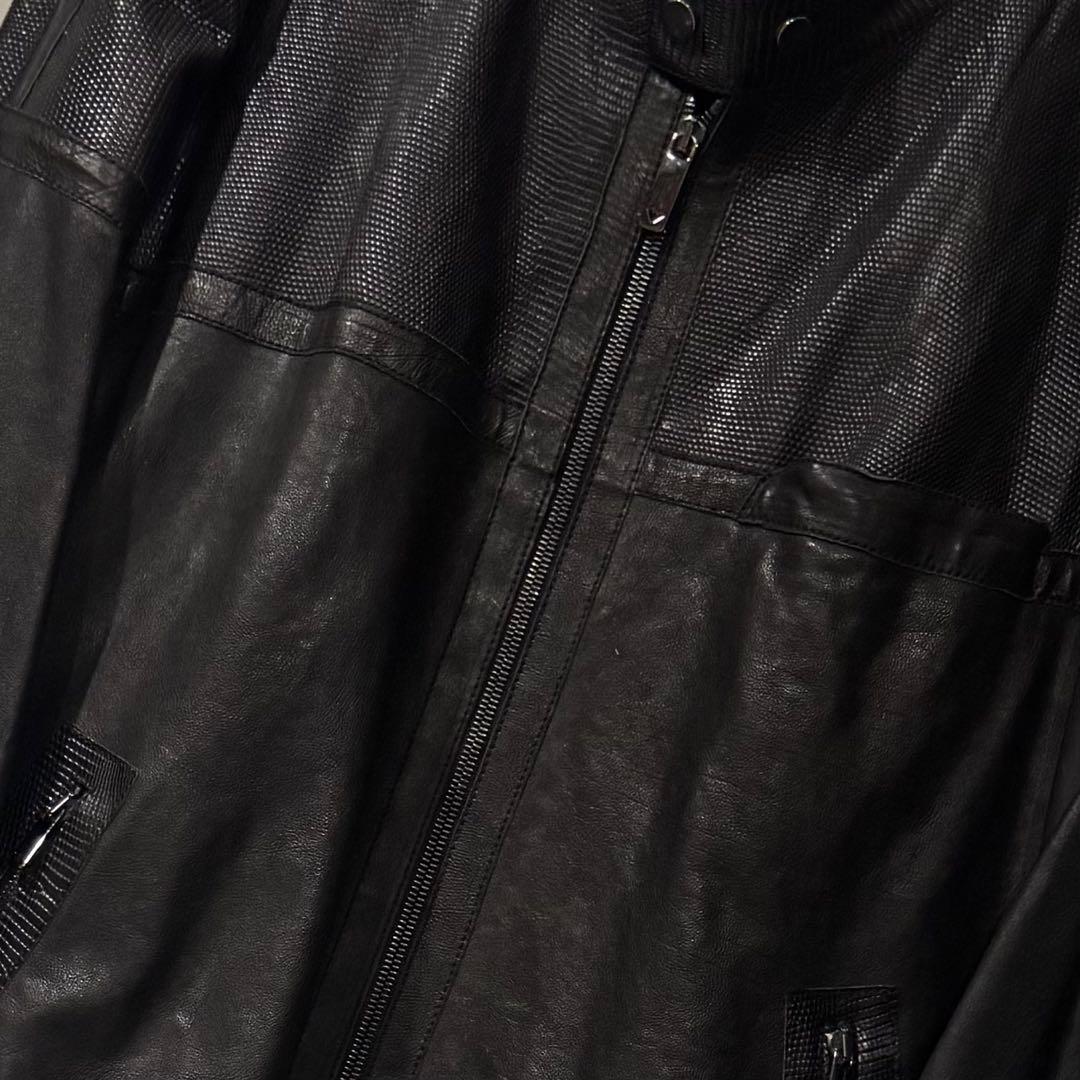 EMPORIO ARMANI 黒 レザージャケット スタンドカラー USED