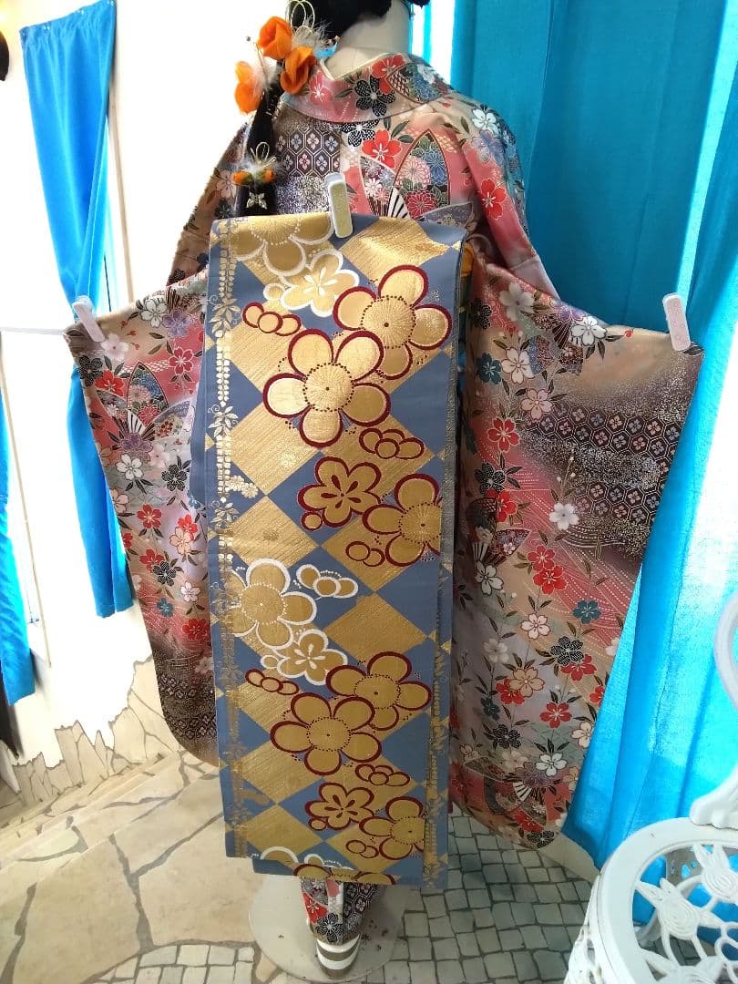 振袖フルセット、正絹振袖、成人式、重ね衿、帯揚げ帯締め、西陣袋帯、襦袢