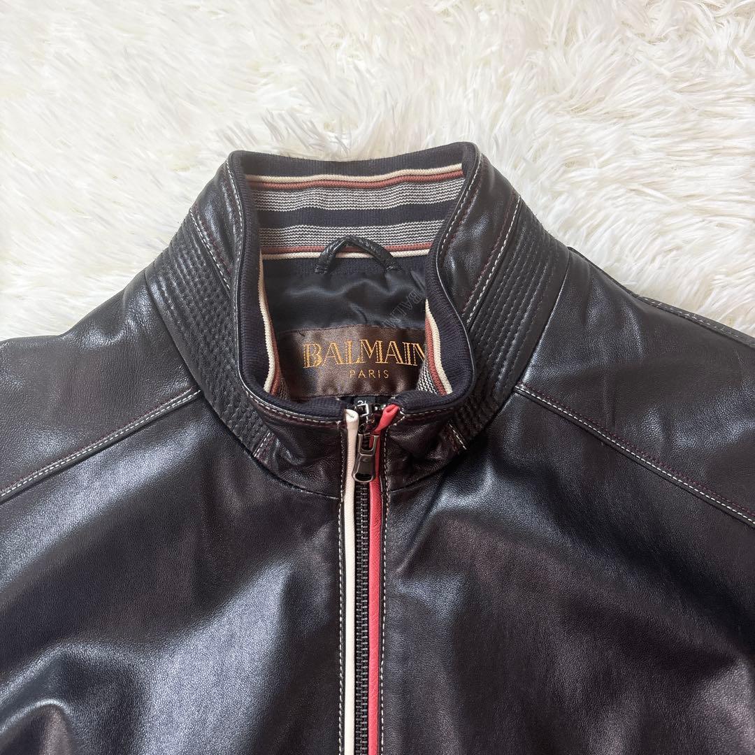 ☆希少XLサイズ☆BALMAIN バルマン シングルライダース リアルレザー