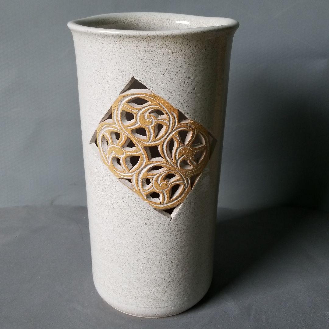 信楽焼　傘立て 菱柄（薄） 高さ４８cm