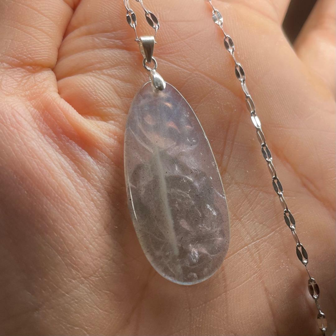 天然石ネックレス　高品質ラブラドライト　青黄シラー　高透明　SV925刻印