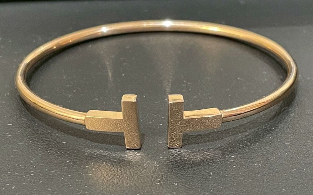 ティファニーワイヤーTバングル　K18 ブレスレット　7.5g