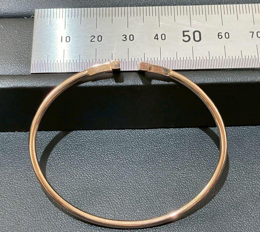 ティファニーワイヤーTバングル　K18 ブレスレット　7.5g