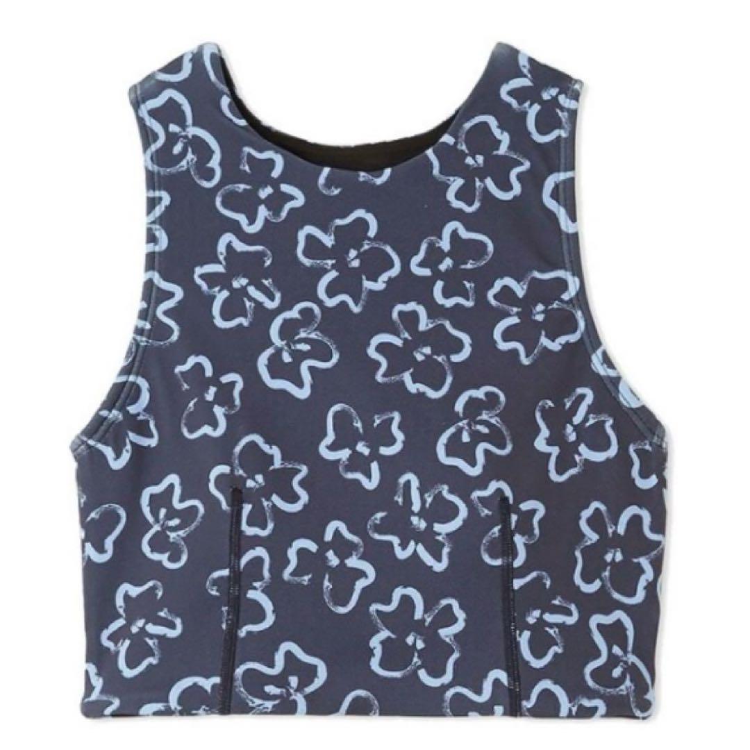 エミ ヨガ 上下 セットアップ 0 ブラトップ レギンス ヨガウェア 花柄 紺