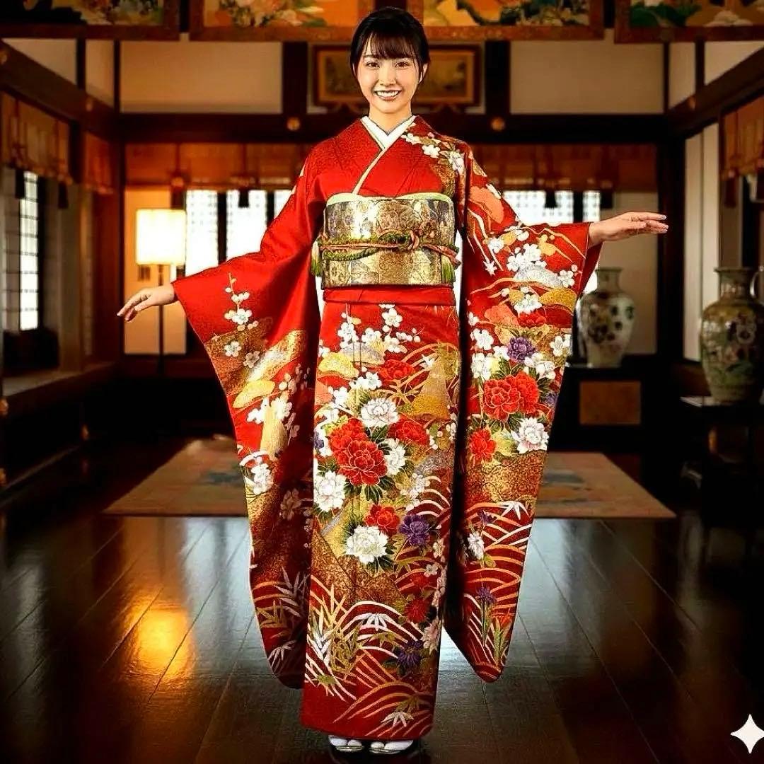 振袖フルセット　松竹梅　手描き友禅　成人式振袖　振袖　良家のお嬢様