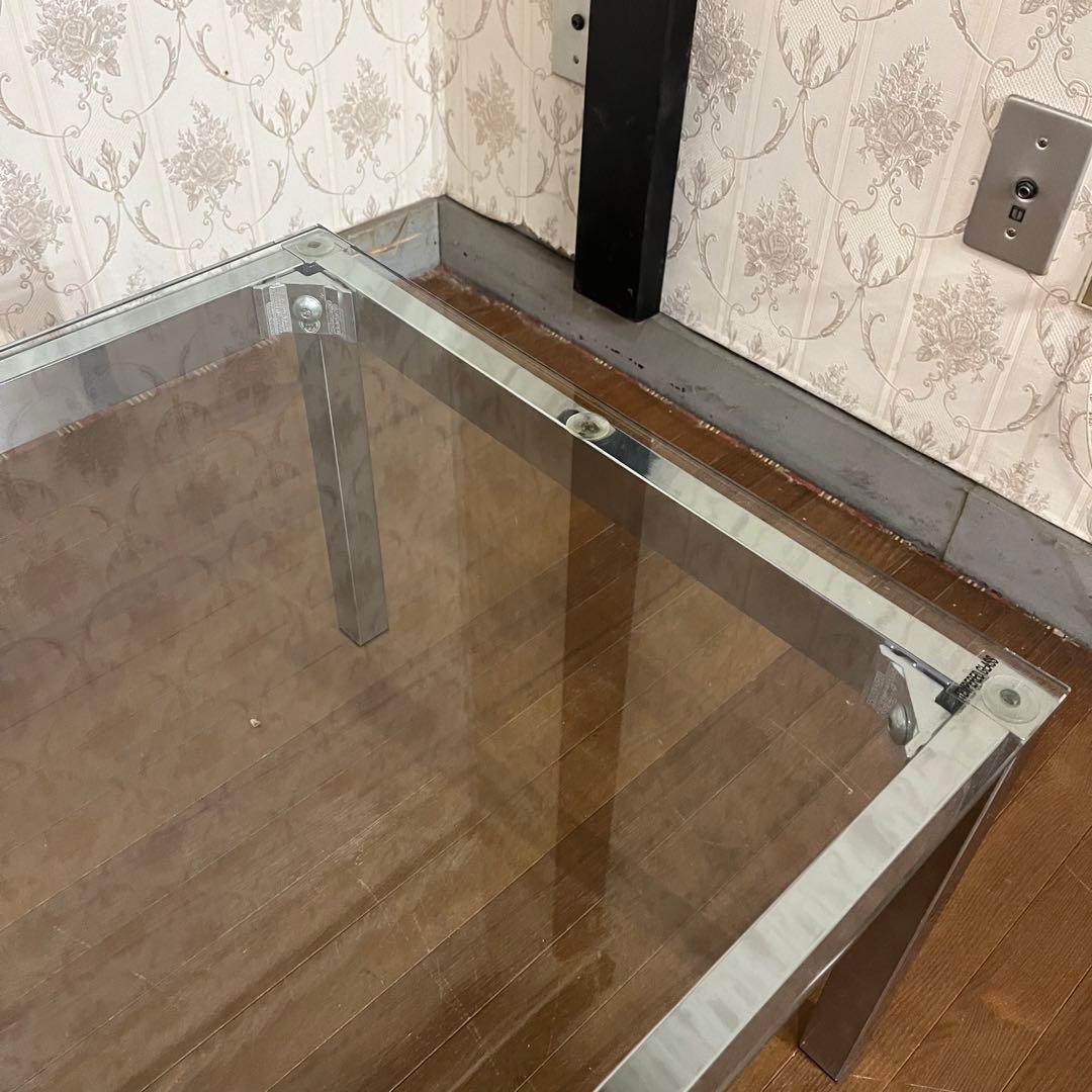 【アンティーク】アイアンフレーム 長方形 ガラスローテーブル センターテーブル