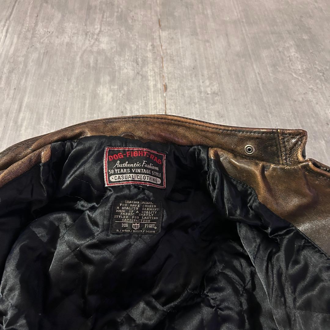 A386 ドッグファイト 革ジャン 牛革 裏キルティング バイカー 5サイズ