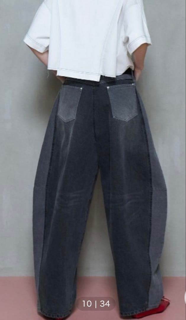 Curve Denim Pants/カーブデニムパンツ　ブラック　38