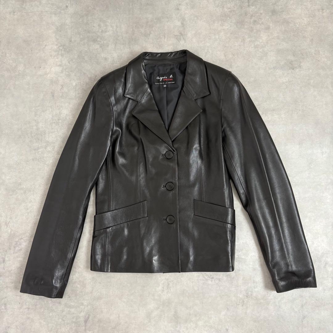 美品 agnes b special レザージャケット フランス製　　ラムレザー