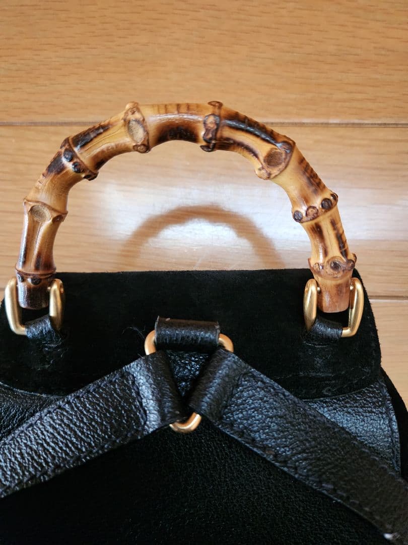 GUCCI　バンブー　黒スエードリュック バンブーハンドル
