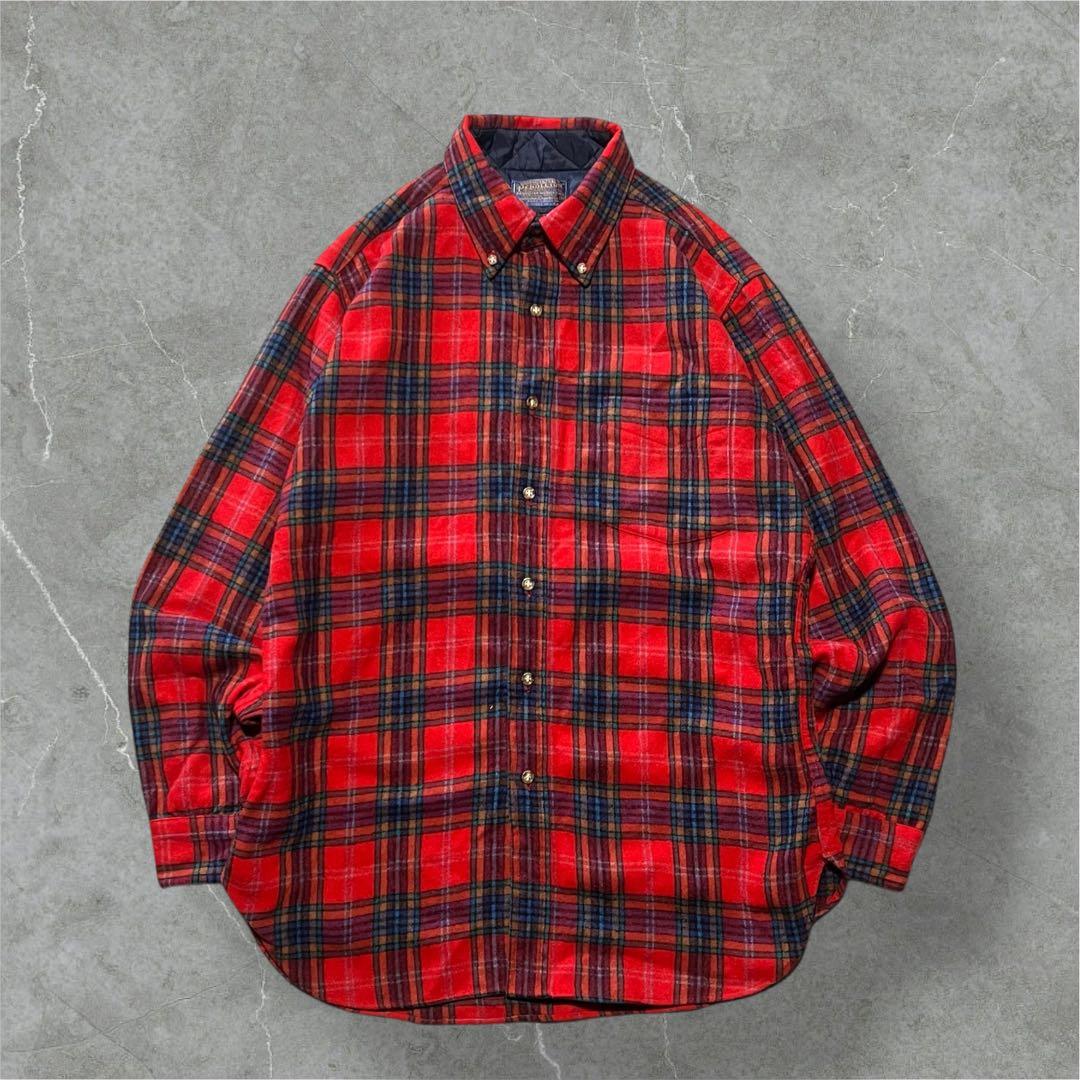 70s80sPendleton USA製ウールB.DシャツM タータンチェック