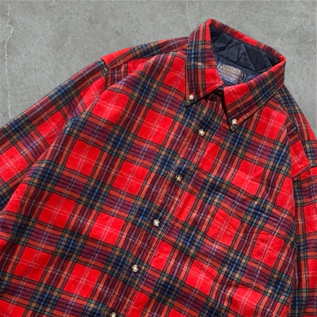 70s80sPendleton USA製ウールB.DシャツM タータンチェック