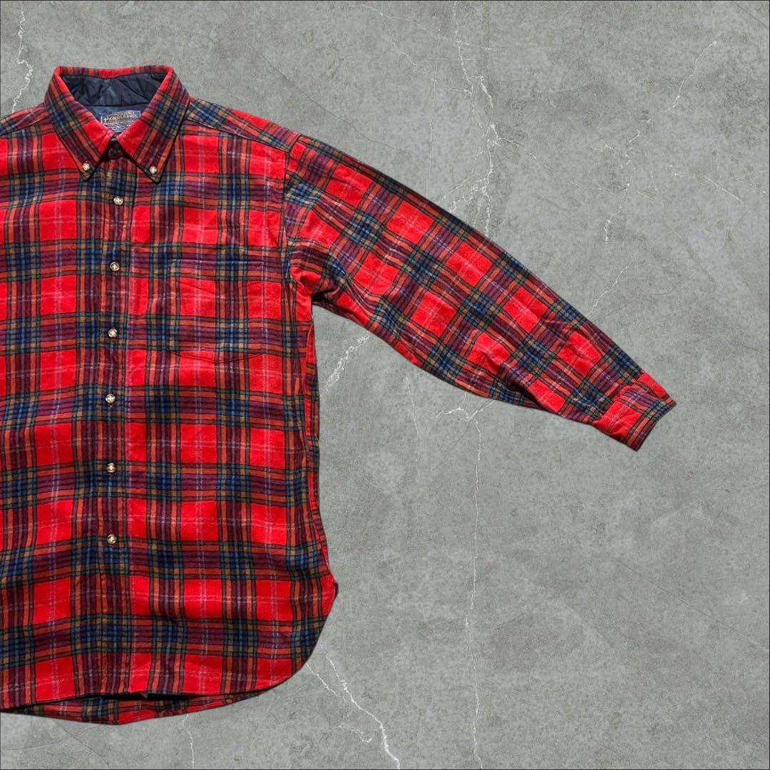 70s80sPendleton USA製ウールB.DシャツM タータンチェック
